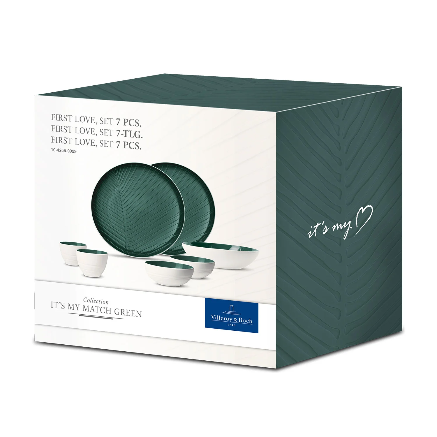 It's my match Green Набор посуды на 2 персоны "First love", 7 предметов