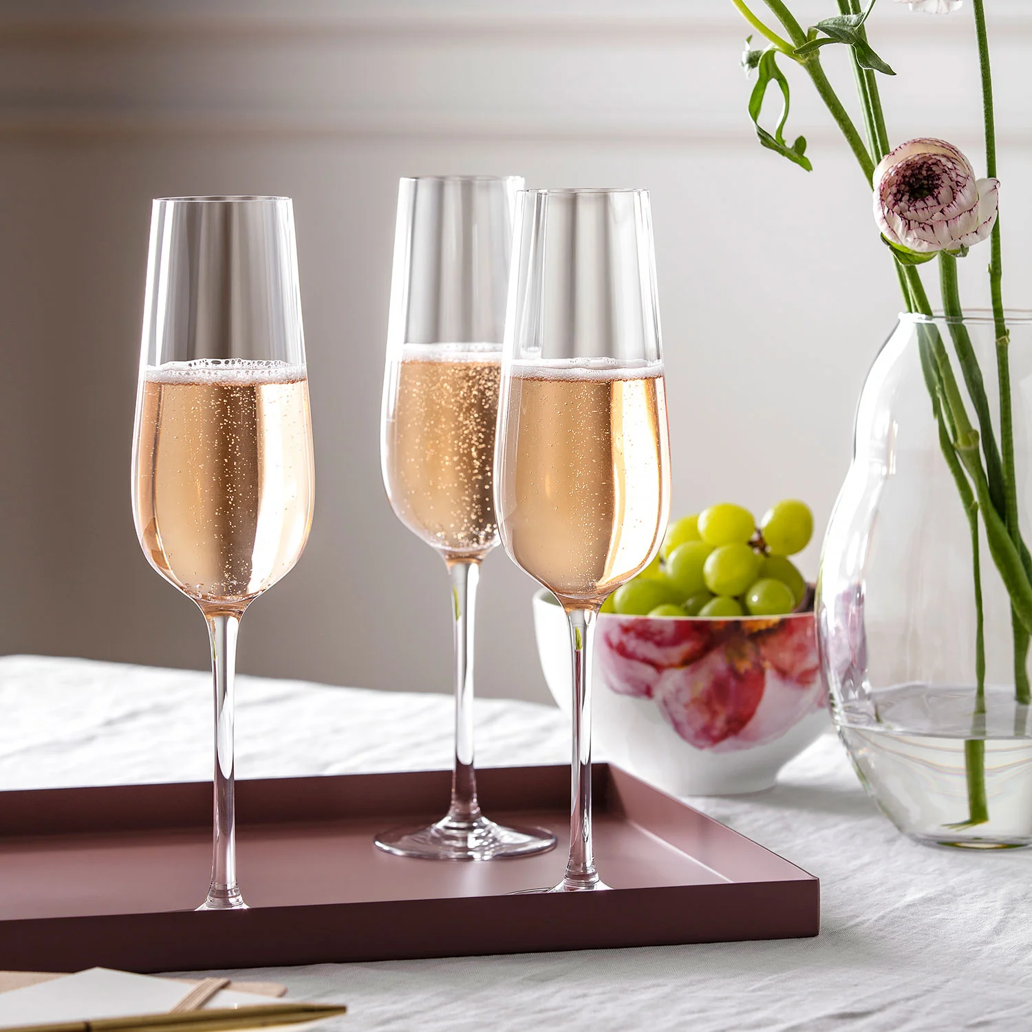 Rose Garden Glass Набор бокалов для шампанского, 4 шт.