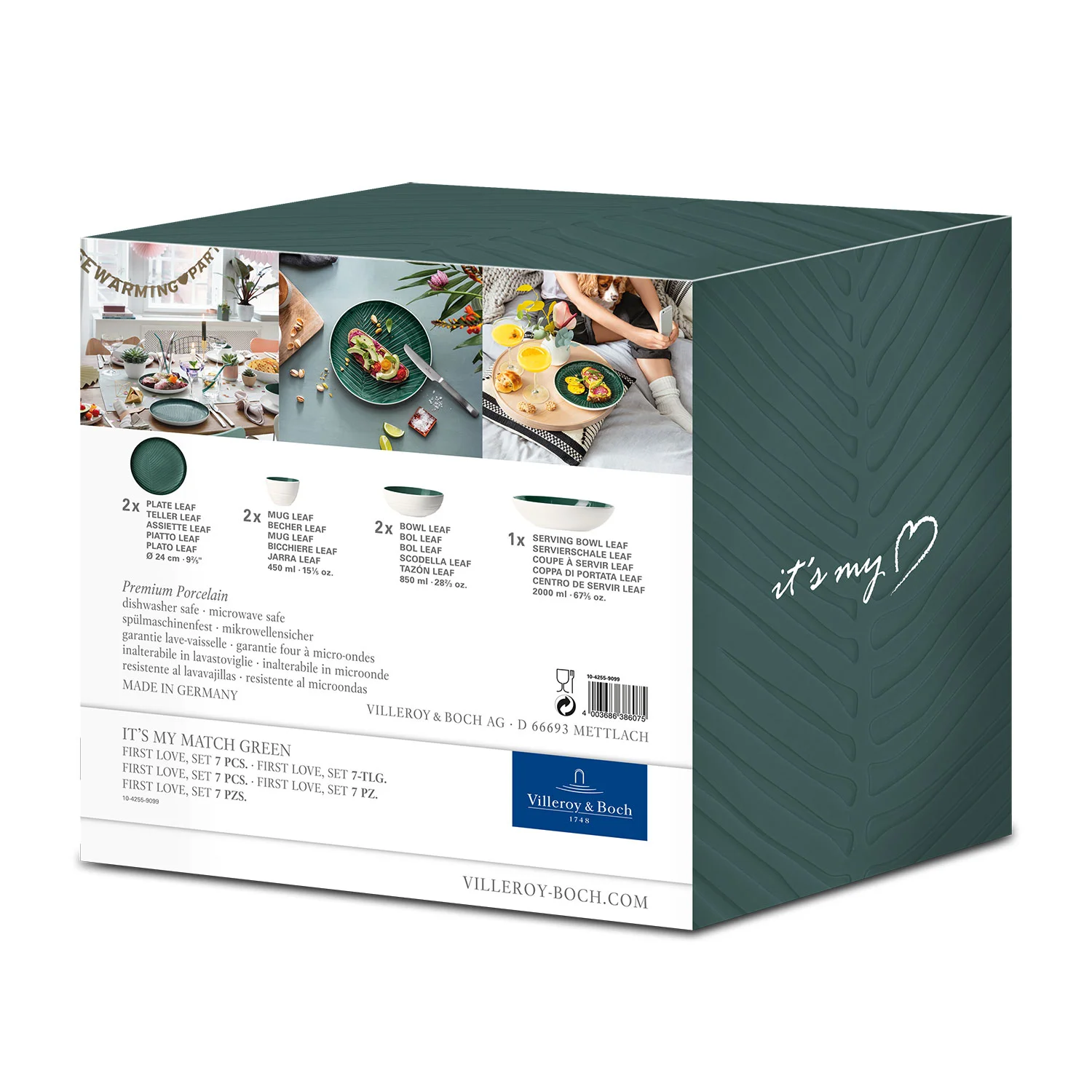 It's my match Green Набор посуды на 2 персоны "First love", 7 предметов