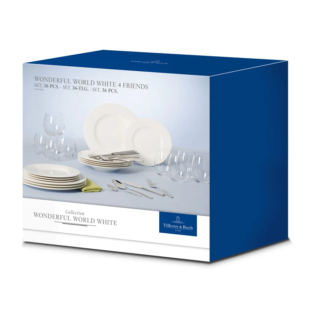 Wonderful World White Набор посуды на 4 персоны, 36 предметов