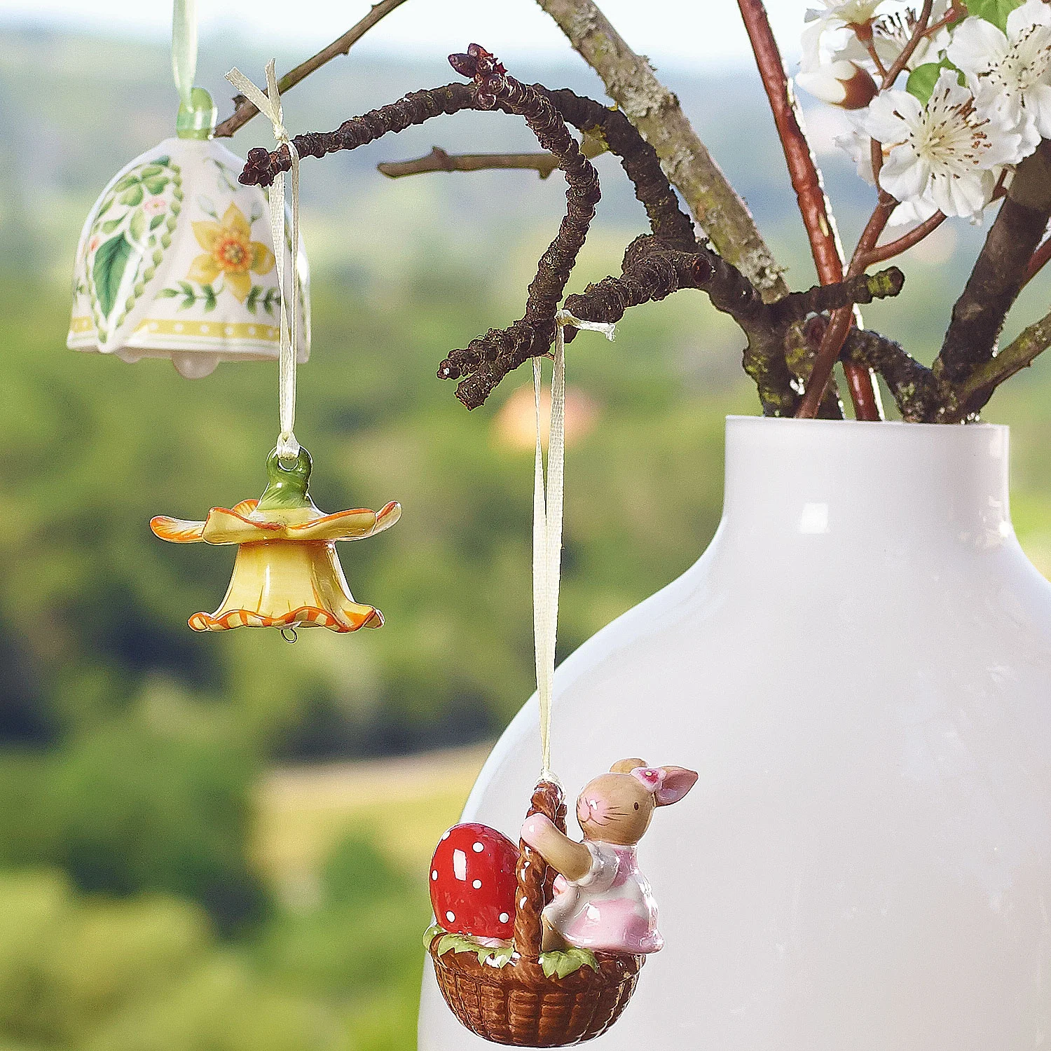 Mini Flower Bells Подвеска фарфоровая "Нарцисс" 4 см, 2 шт