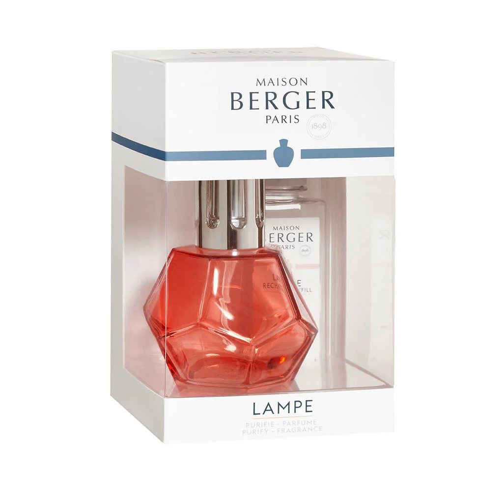 Лампа Berger "Геометрия красный" и аромат "Очарование Парижа" 180мл, набор 2 предмета