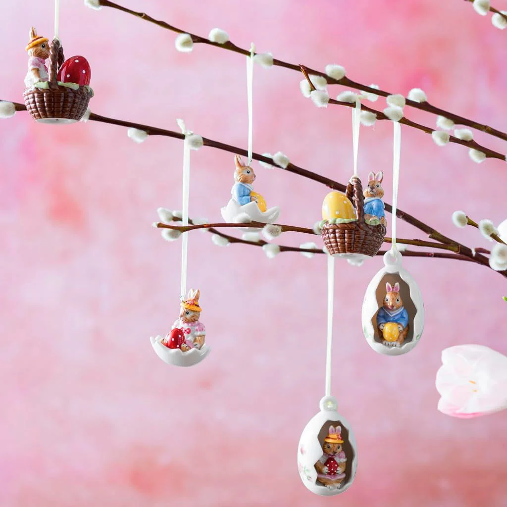 Bunny Tales Подвеска фарфоровая "Кролик Анна в корзине" 6 см