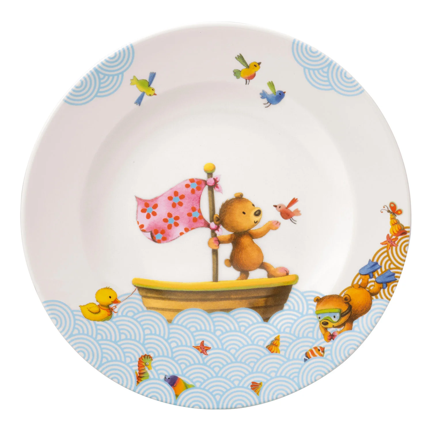 Happy Bear Детская плоская тарелка 22 см - v-b.ru