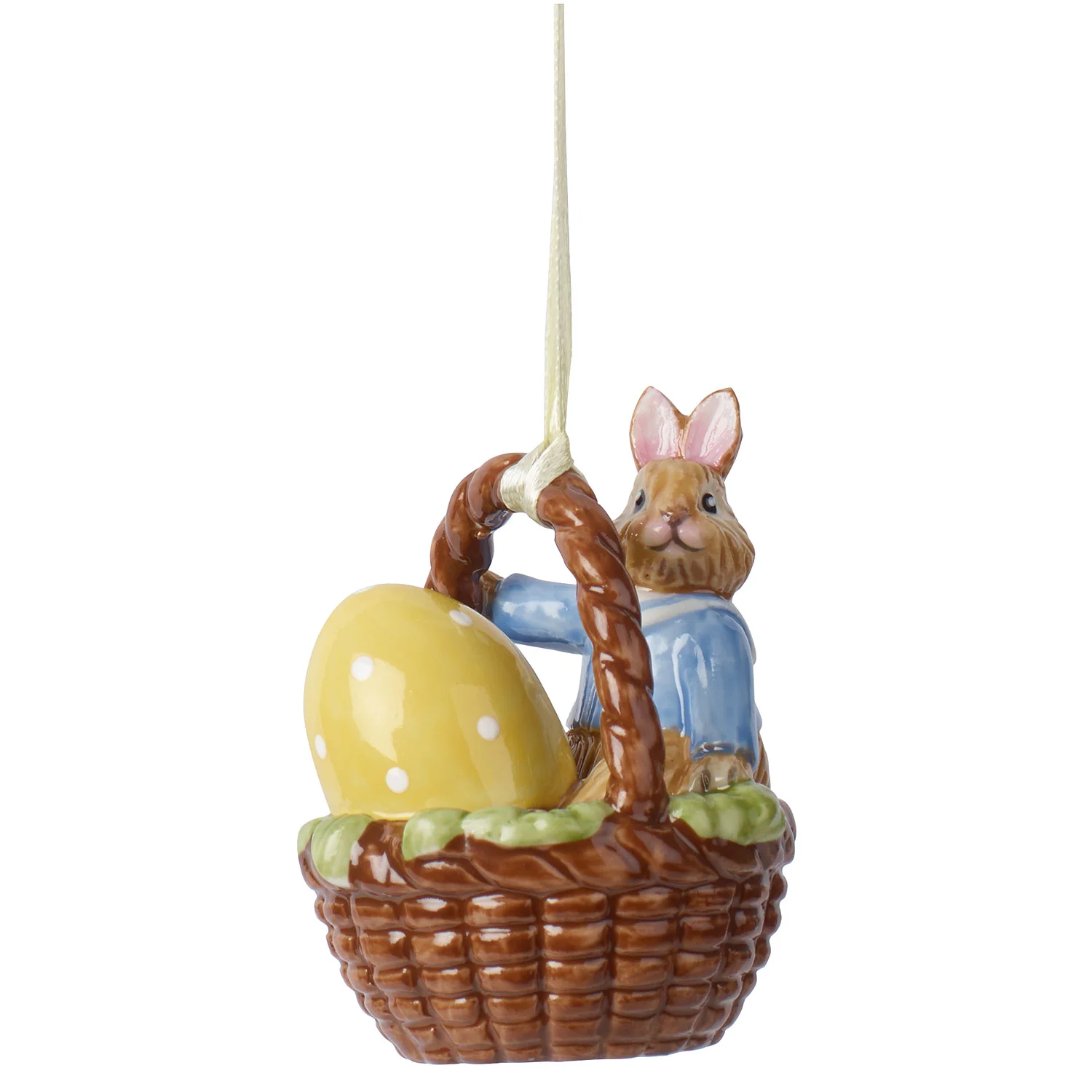 Bunny Tales Подвеска фарфоровая "Кролик Макс в корзине" 6 см