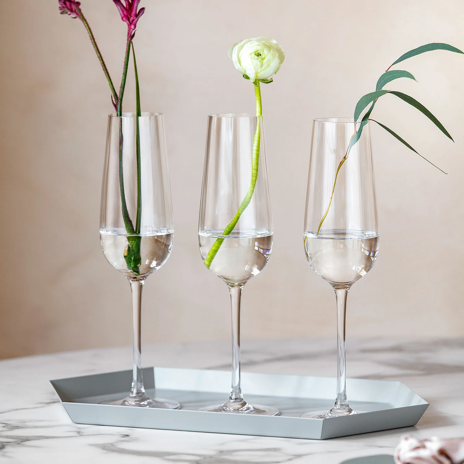 Rose Garden Glass Набор бокалов для шампанского, 4 шт.